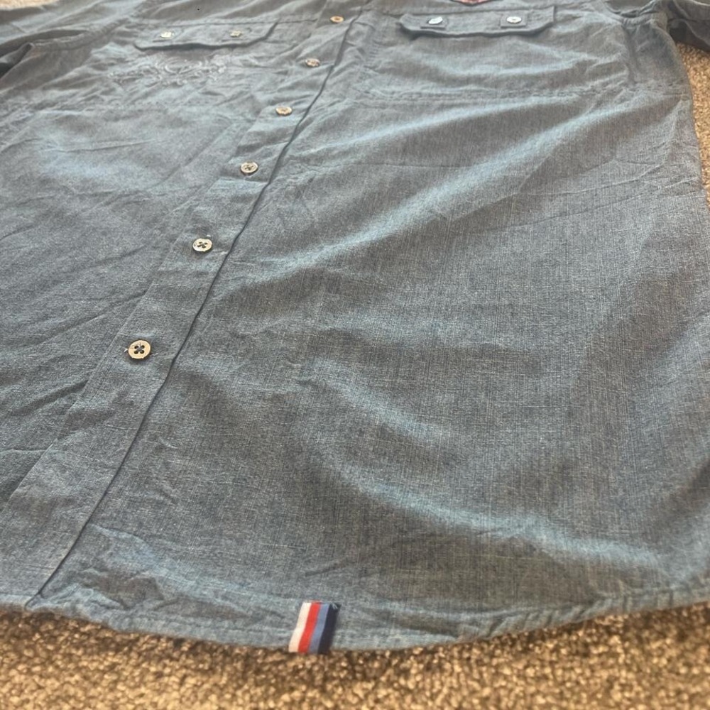 Coogi Australia Men's Large Blue Camp Shirt – Embroidered Logo, Short Sleeve - Picture 7 of 8